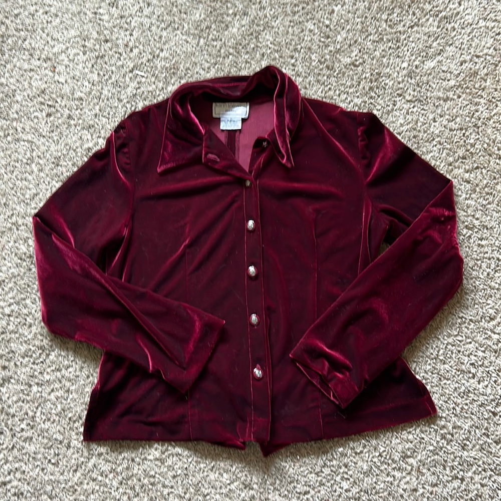 vintage burgundy velvet blouse